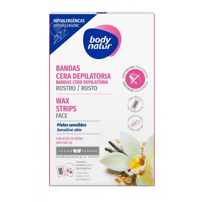 Body Natur Wax Strips воскові смужки для обличчя 12X2 PCS - зображення 1