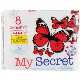   My Secret Женские гигиенические прокладки  Sensitive Super Ultra Thin 8 шт. (3800038300014)