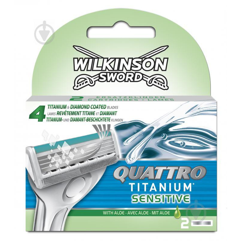 Wilkinson Sword Картриджи для бритья  Quattro Titanium Sensitive 2 шт (4027800711406) - зображення 1