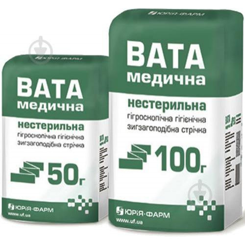 Юрия-Фарм Вата  100 г зиг-заг нестерильна - зображення 1