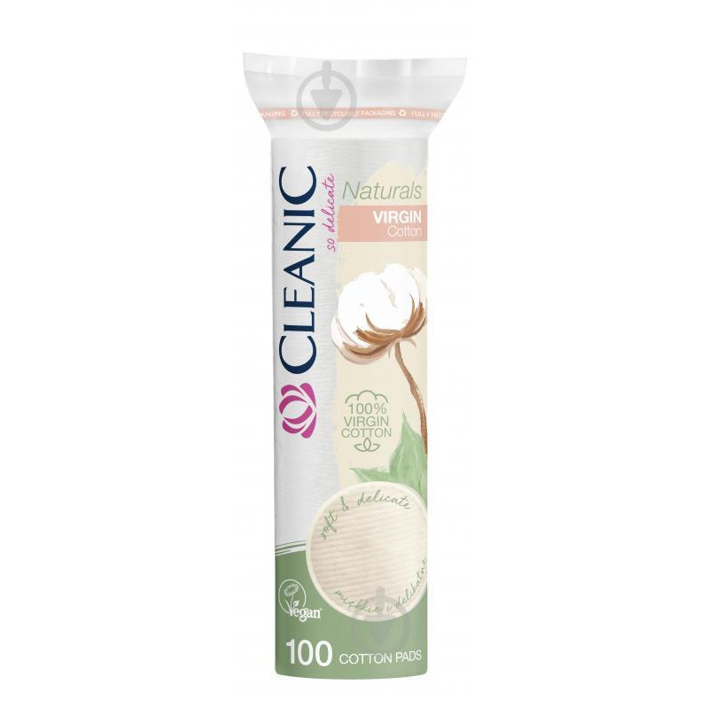 Cleanic Ватные диски  Naturals 100 шт. (мягкая) (5900095028000) - зображення 1