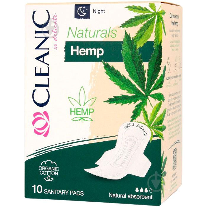 Cleanic Прокладки  Naturals Organic Cotton Hemp Night, 10 шт (5900095035282) - зображення 1