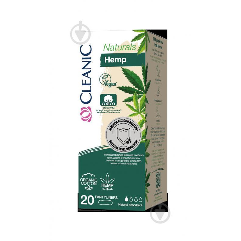 Cleanic Щоденні прокладки  Naturals Organic Cotton&Hemp, 20 шт. - зображення 1