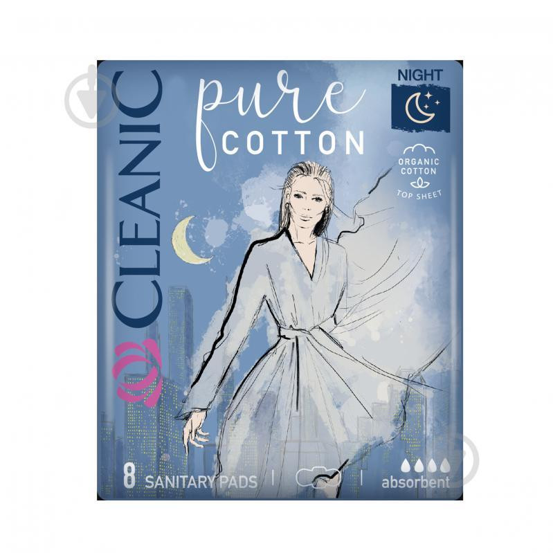 Cleanic Прокладки  Pure Cotton Night, 10 шт (5900095035534) - зображення 1