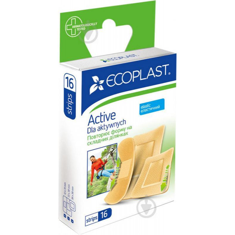 Ecoplast Лейкопластир  еластичних Active 72х19 мм, 72х38 мм, 38х38 мм стерильні 16 шт. - зображення 1