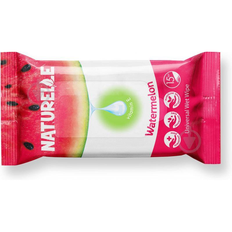 Naturelle Kidz Вологі серветки  Watermelon 15 шт. - зображення 1