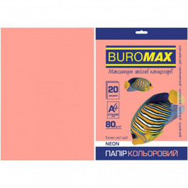   BuroMax А4, 80г/м2, NEON, розовый, 20 листов (BM.2721520-10)