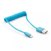 Vinga USB 2.0 AM to Micro 5P Spring 1m blue (VCPDCMS1B) - зображення 1