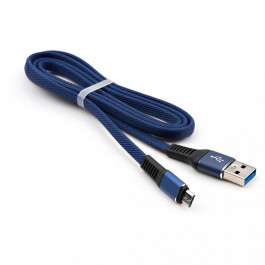   Vinga USB 2.0 AM to Micro 5P 1m flat nylon blue (VCPDCMFNB1B)