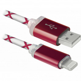   Defender ACH03-03LT USB(AM)-Lightning RedLED backlight 1m (87552)