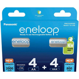   Panasonic AA 2000mAh NiMH 4шт + AAA 800 NiMH 4шт Eneloop plastic free pack (BK-KJMCDE44E)