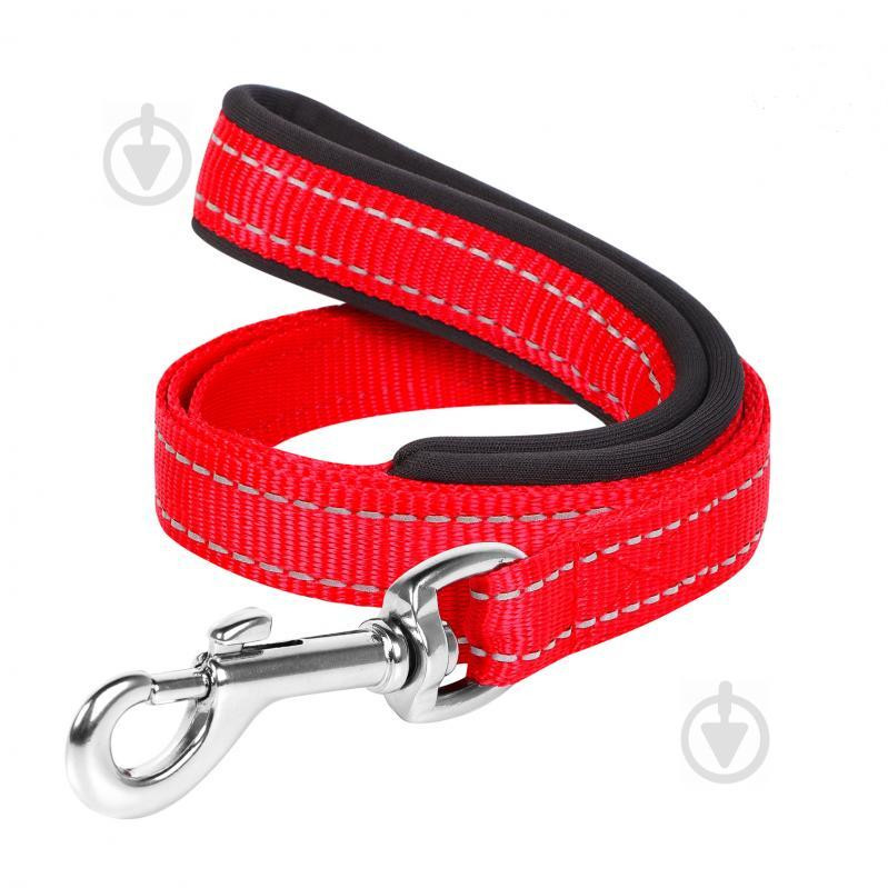 Collar Поводок нейлоновый Dog Extreme, прорезиненная ручка, 25мм/122см, Красный 43173 - зображення 1