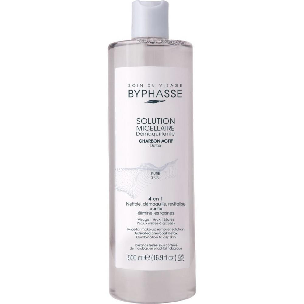 Byphasse Micellar Make-up Remover Activated Charcoal Міцелярна вода з активованим бамбуковим вугіллям 500 мл - зображення 1