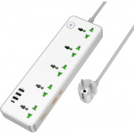   Hoco AC13A 5-position extension cord socket including 3*USB output White