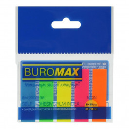   BuroMax Закладки пластиковые с клейким слоем  BM.2302-98, 45х12 мм, 5х25 л, неон, ассорти