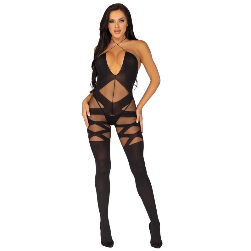 Leg Avenue Комбінезон  Illusion Halter Bodystocking, чорний (714718514154) - зображення 1