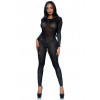 Leg Avenue Комбінезон  Sheer Rhinestone Long Sleeve Catsuit, чорний (714718558431) - зображення 1