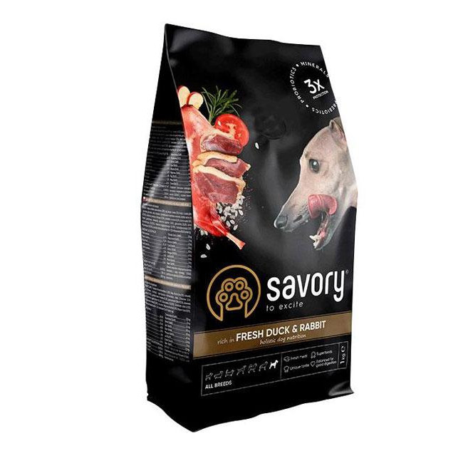 Savory Adult All Breeds rich in Fresh Duck & Rabbit 1 кг (4820232630167) - зображення 1