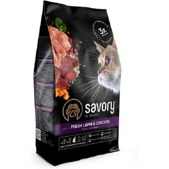 Savory Adult Cat Steril Fresh Lamb & Chicken 0,4 кг (4820232630105) - зображення 1