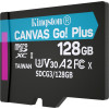 Kingston 128 GB microSDXC class 10 UHS-I U3 Canvas Go! Plus + SD Adapter SDCG3/128GB - зображення 4