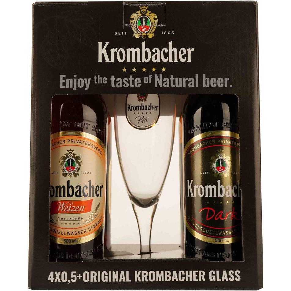 Krombacher Подарочный набор пива Кромбахер 4*0.5 л + стакан 0.3 л (4008287037036) - зображення 1