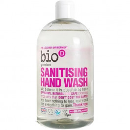   Bio-D Жидкое дезинфицирующее мыло  Sanitising Hand Wash Geranium с эфирным маслом 500 мл (5034938100377)