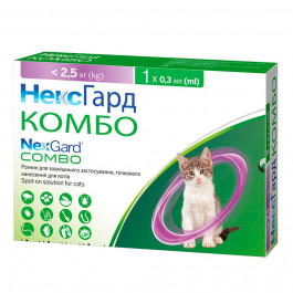   NexGard Combo Краплі від бліх, кліщів та гельмінтів для котів вагою до 2.5 кг 1 піпетка (169797)