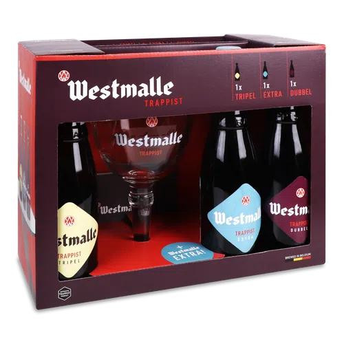 Westmalle Пиво  Tripel+Dubbel+Extra 3 х 0,33 л + келих, 1 шт (5412343002019) - зображення 1