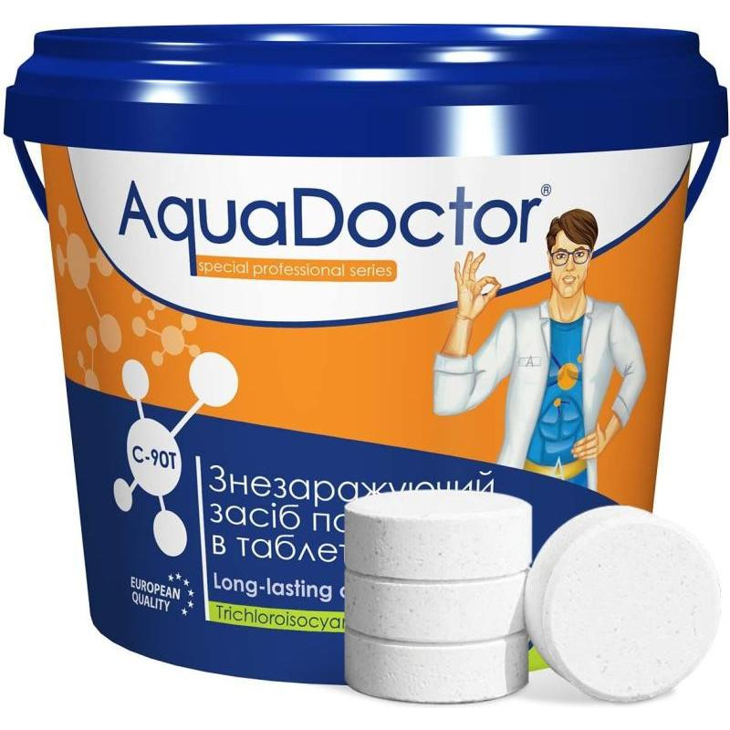 AquaDOCTOR Хлор длительный  С90Т (1 кг) 200гр большие таблетки медленно растворимые для дезинфекции воды в басс - зображення 1