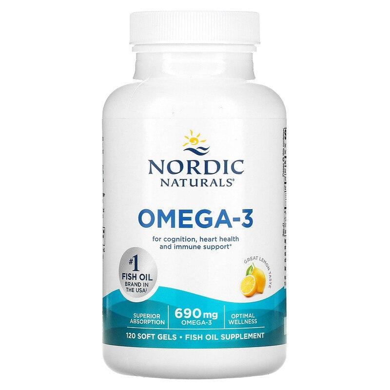 Nordic Naturals БАД Очищений риб&#039;ячий жир, Omega-3, , лимон, 690 мг, 120 капсул - зображення 1