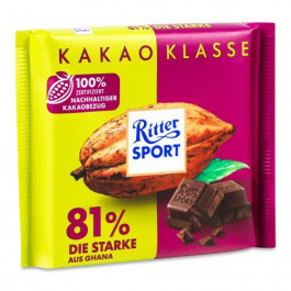   Ritter Sport Шоколад чорний  «Гана» 81%, 100 г (4000417693815)