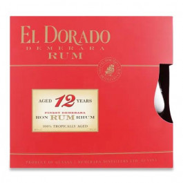   El Dorado Ром  12 YO 0.7 л 40% с одним бокалом в подарочной упаковке (8715151128597)