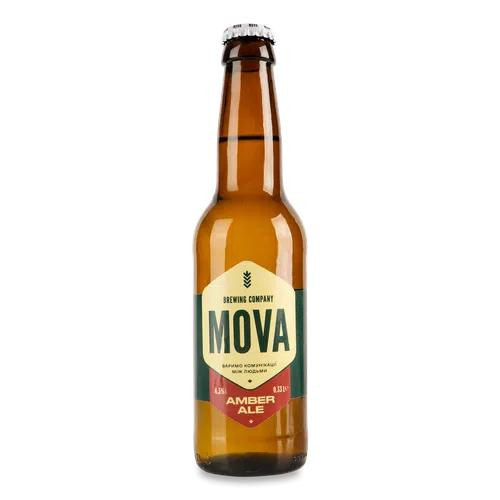 MOVA Пиво  Amber Ale, напівтемне, нефільтроване, 4,3%, 0,33 л (4820251790040) - зображення 1