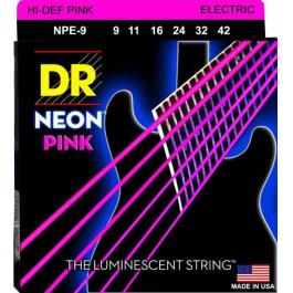   DR Струны для электрогитары NPE-9 Hi-Def Neon Pink K3 Coated Light Electric Guitar Strings 9/42