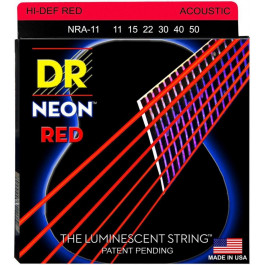   DR Струны для акустической гитары  NRA-11 Hi-Def Neon Red K3 Coated Medium-Light Acoustic Guitar String