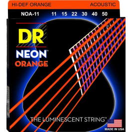   DR Струны для акустической гитары  NOA-11 Hi-Def Neon Orange K3 Coated Medium-Light Acoustic Guitar Str