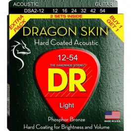   DR 2 Sets DSA-2/12 Dragon Skin K3 Coated Acoustic Guitar Strings 12/54 (DSA-2-12)