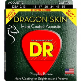   DR 2 Sets DSA-2/13 Dragon Skin K3 Coated Acoustic Guitar Strings 13/56 (DSA-2-13)