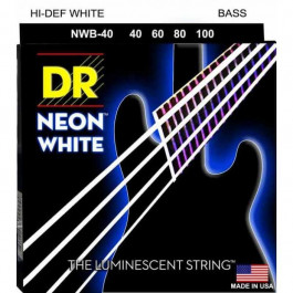   DR NWB-40 Hi-Def Neon White K3 Coated Light Bass Guitar 4 Strings 40/100