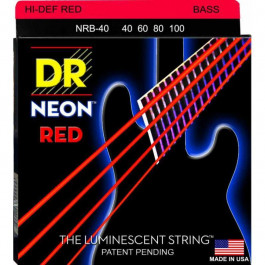   DR NRB-40 Hi-Def Neon Red K3 Coated Light Bass Guitar 4 Strings 40/100