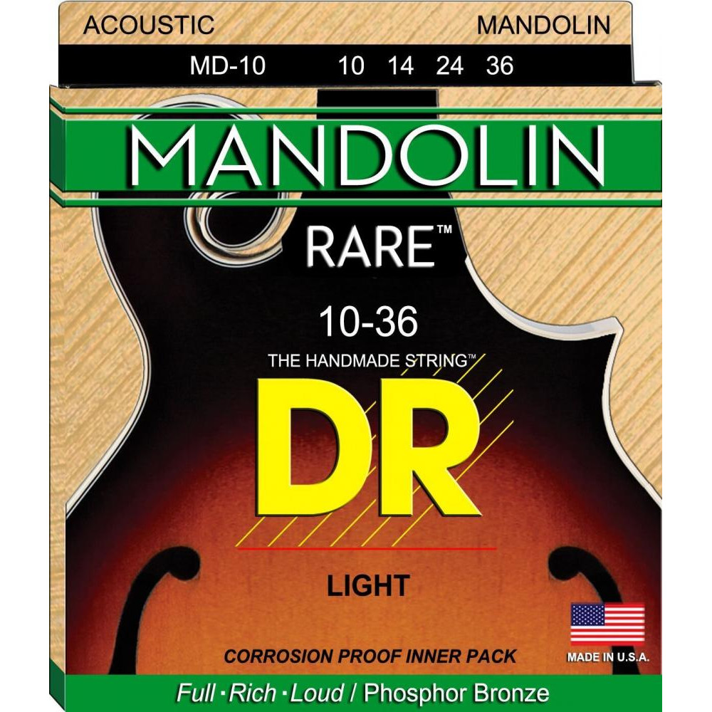 DR MD-10 Rare Phosphor Bronze Light Mandolin Strings 10/36 - зображення 1