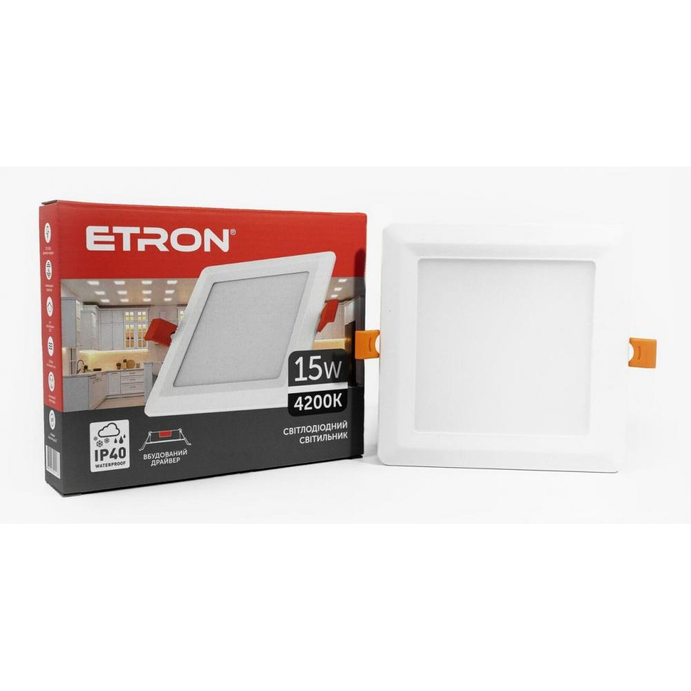 Etron LED светильник квадрат 15W 4200K 1-EDP-678 IP40 - зображення 1