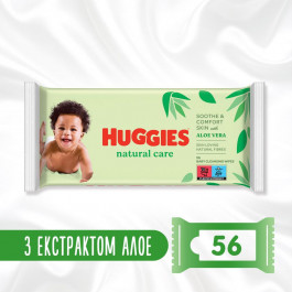   Huggies Дитячі вологі серветки  Natural Care з екстрактом алое, 56 шт