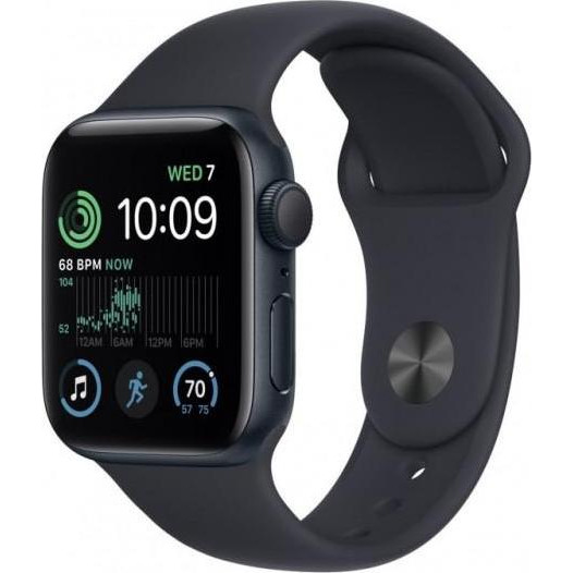 Apple Watch SE 2 GPS 44mm Midnight Aluminum Case w. Midnight S. Band - S/M (MNTF3) - зображення 1