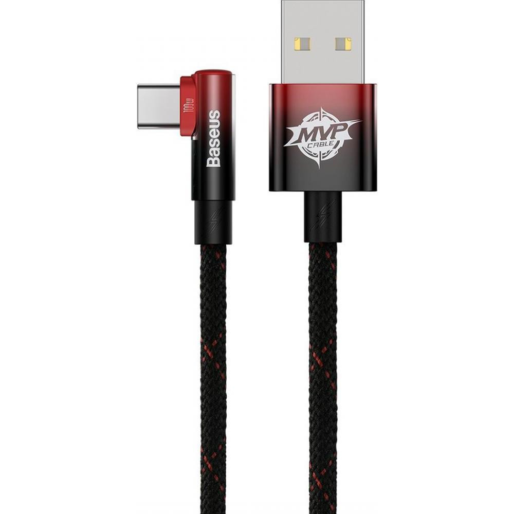 Baseus MVP 2 Elbow-shaped Fast Charging Data Cable USB to Type-C 100W 2m Black/Red (CAVP000520) - зображення 1