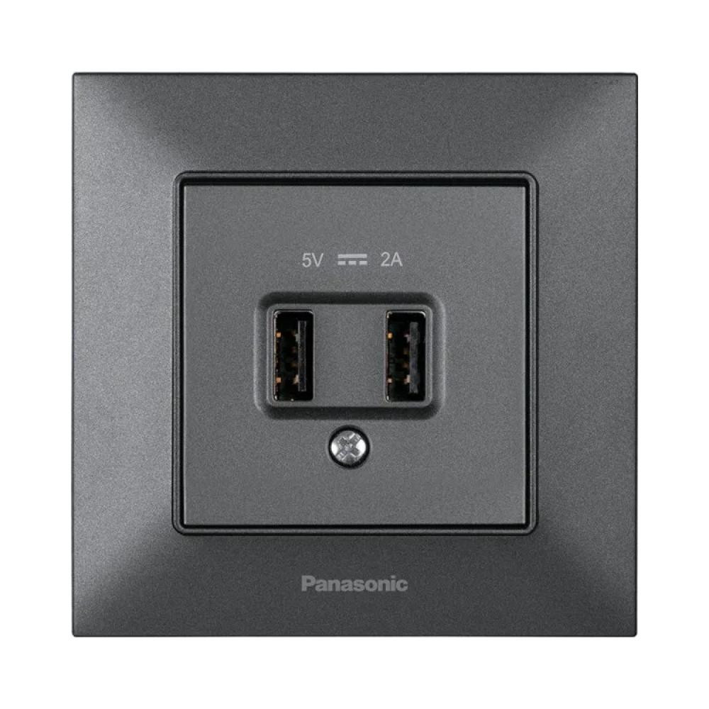 Panasonic Arkedia Slim 2-Ports Dark Gray (WNTC02312DG-UA) - зображення 1