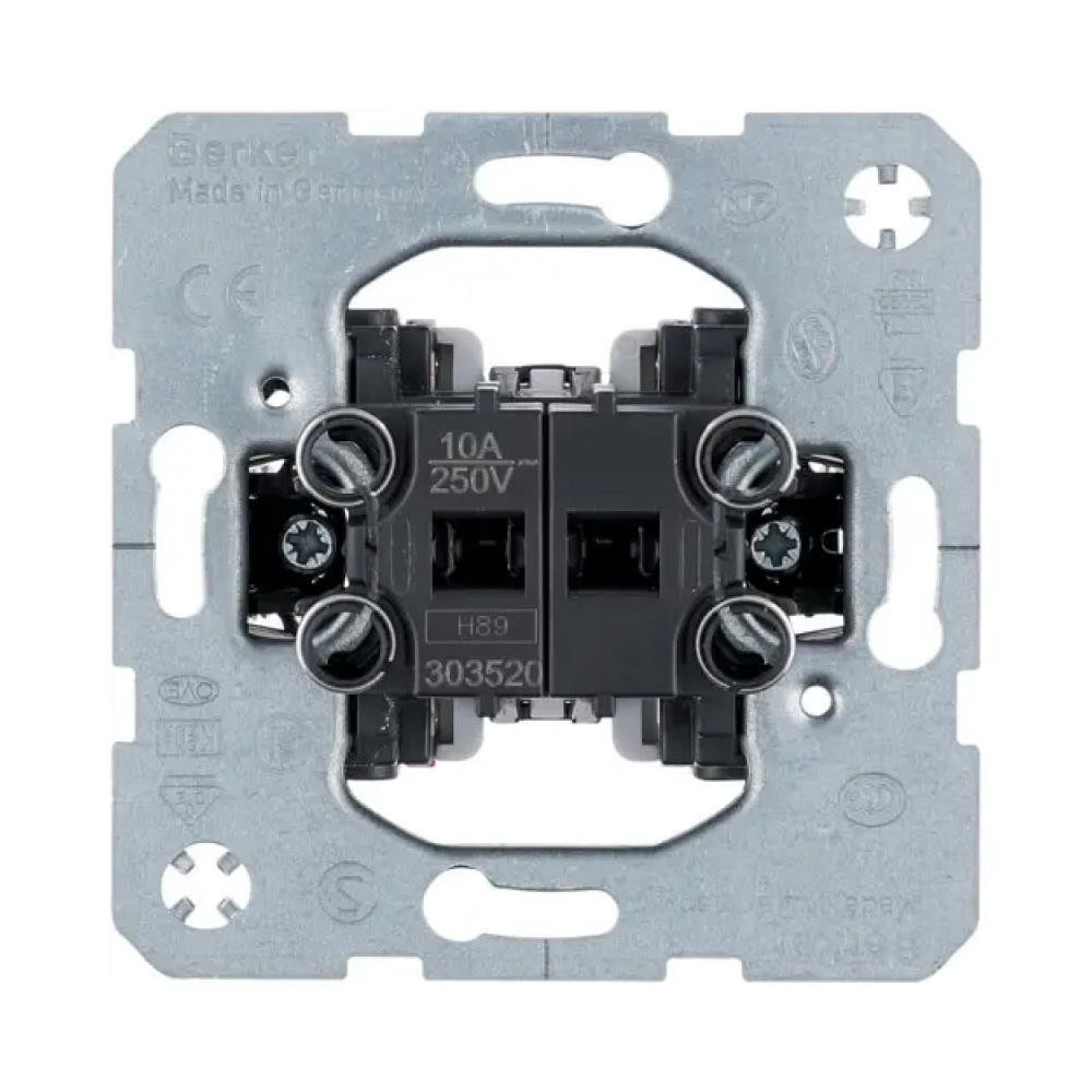 Berker Выключатель для жалюзи двухклавишный (механизм) 10АХ/250В (303520) - зображення 1