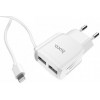 Hoco C59A 2USB 2.1A + Lightning White - зображення 2