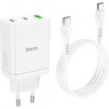 Hoco N33 Start three-port PD35W + USB Type-C to Type-C White - зображення 1