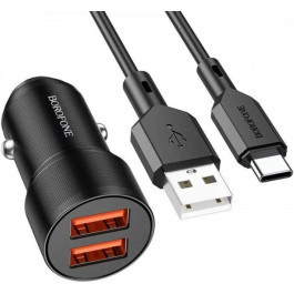   Borofone BZ19B Wisdom 2xUSB-A 36W USB-C cable